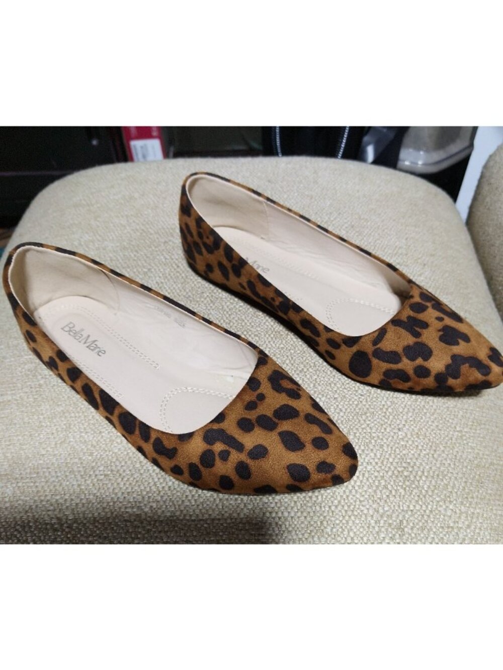 Bella Marie Angie-53 Women's Classic Pointy Toe Ballet Flats Leopard Suede 8.5 - Picture 2 of 5